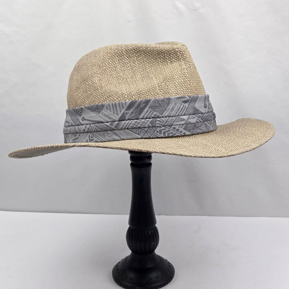 Kooringal Straw Fedora Hat With Gray Tribal Band Size L